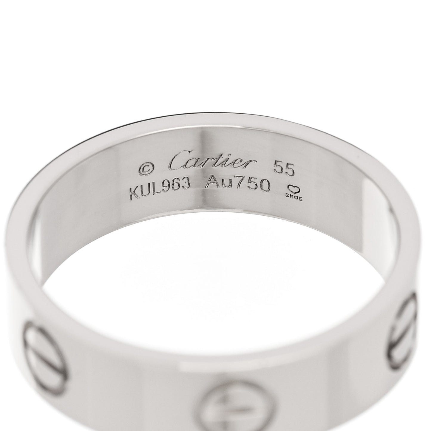 18K White Gold 5.5mm LOVE Ring 55 7.25