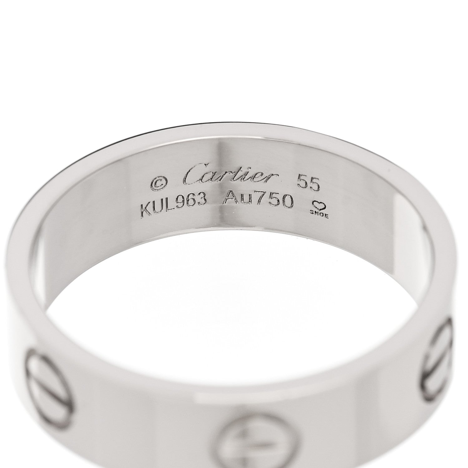 Cartier 18K White Gold 5.5mm LOVE Ring 55 7.25 4 of 4