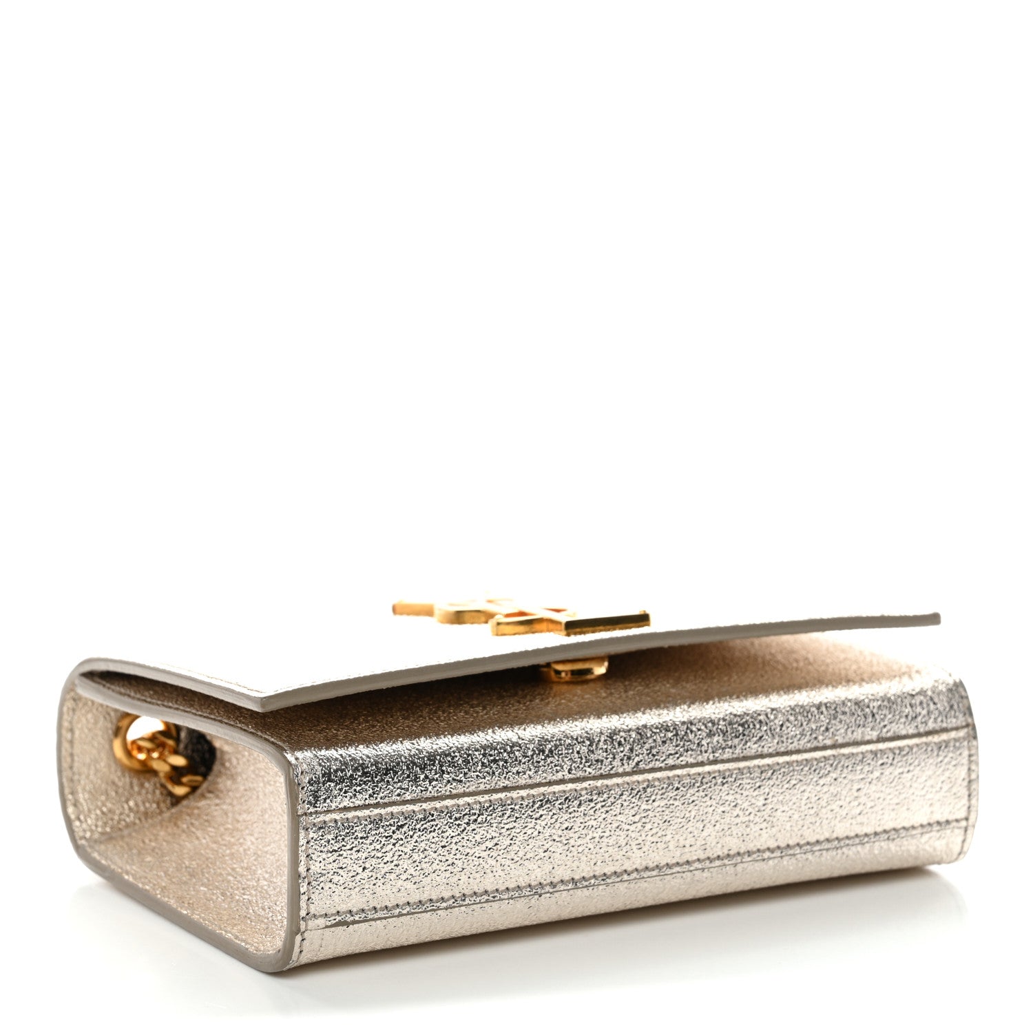 Saint Laurent Metallic Calfskin Small Classic Monogram Kate Satchel Platine 4 of 11