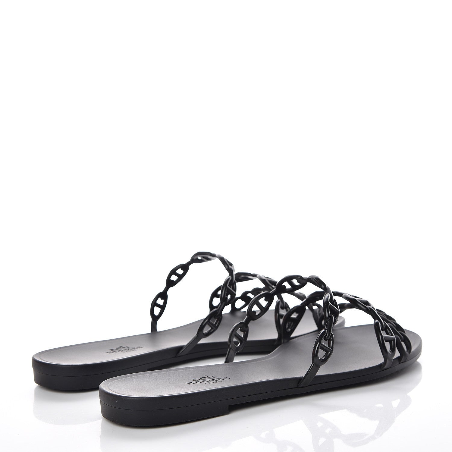 Hermes Rubber Chaine d'Ancre Rivage Sandals 40 Black 3 of 8