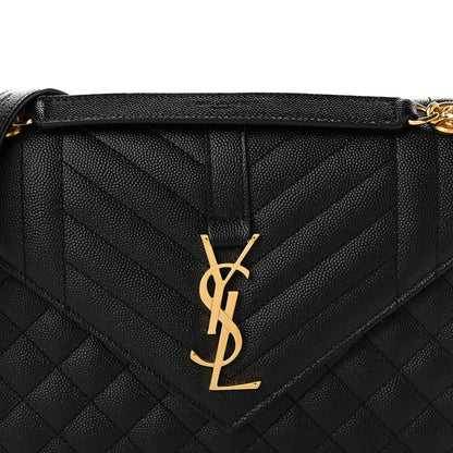 Saint Laurent Grain De Poudre Textured Mixed Matelasse Triquilt Medium Monogram Satchel Black 8 of 10