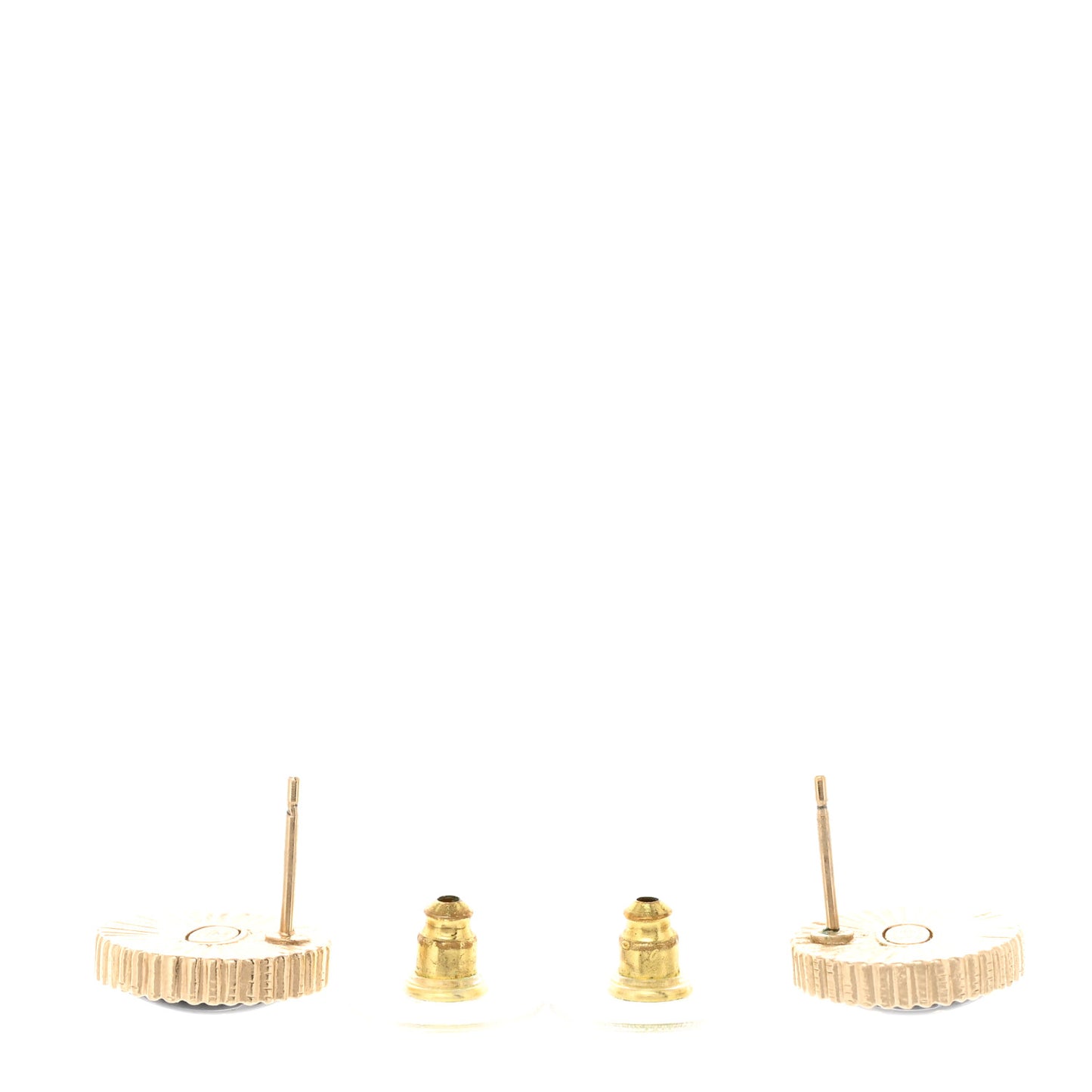 Resin CC Round Earrings Gold Black