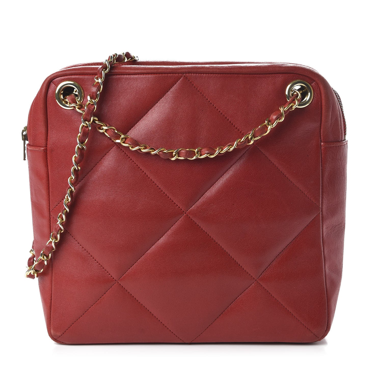 Lambskin Quilted Crossbody Red