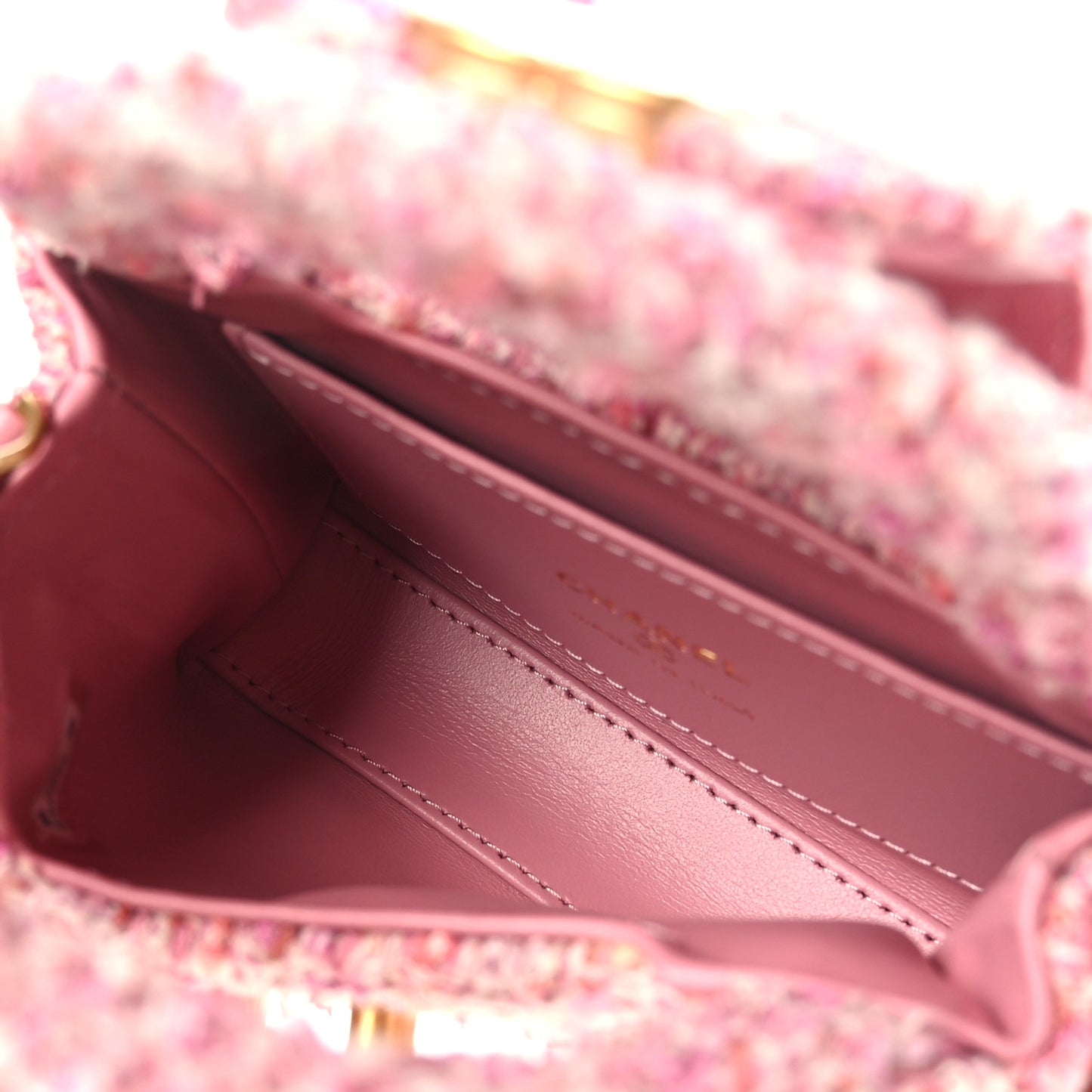 Tweed Quilted Mini Nano Kelly Shopper Pink