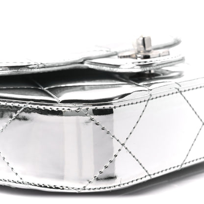 Chanel Mirror Calfskin Small Top Handle Clutch With Chain Silver 10 of 12