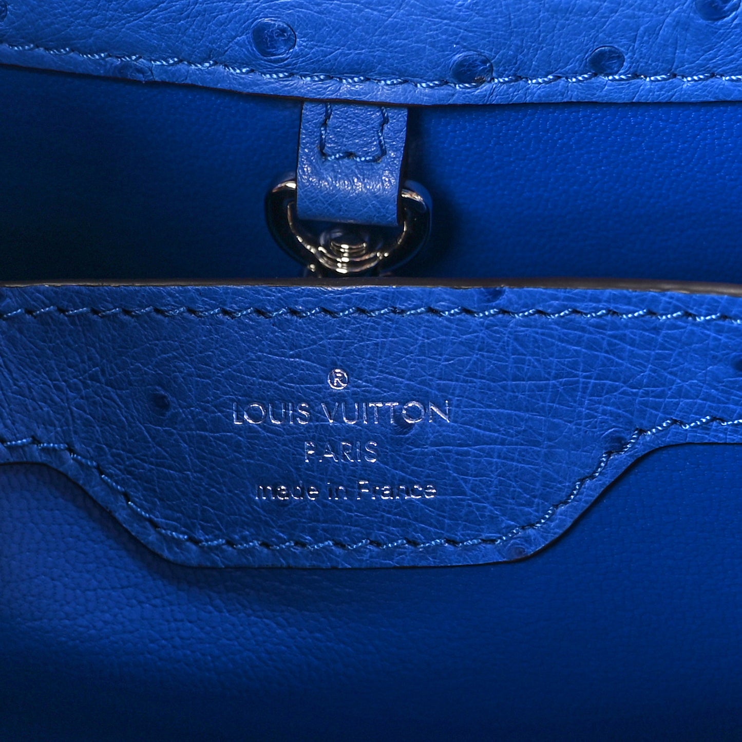 Ostrich Capucines BB Saphir
