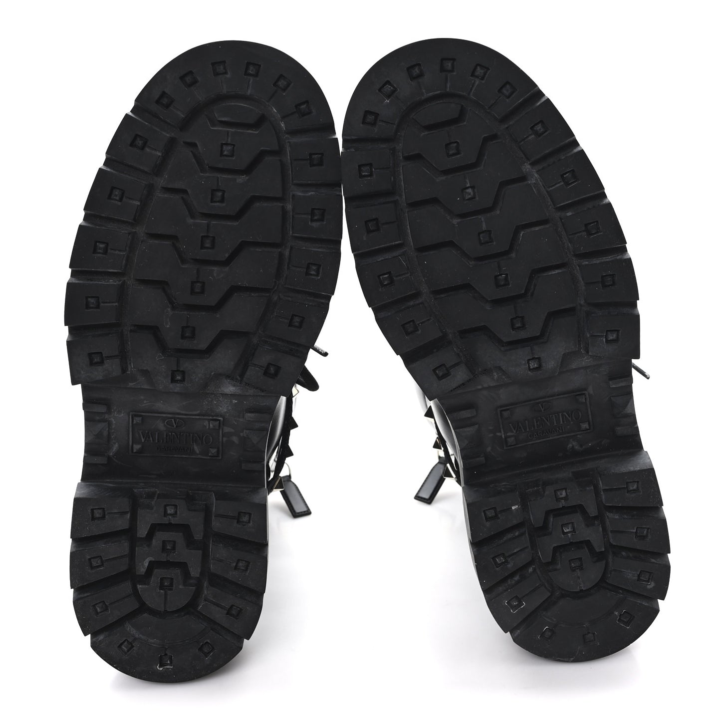 Calfskin Nylon Quilted Waterproof Rockstud Combat Boots 36.5 Black