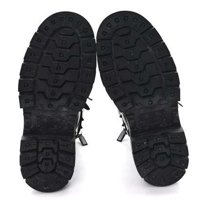 Valentino Garavani Calfskin Nylon Quilted Waterproof Rockstud Combat Boots 36.5 Black 6 of 9