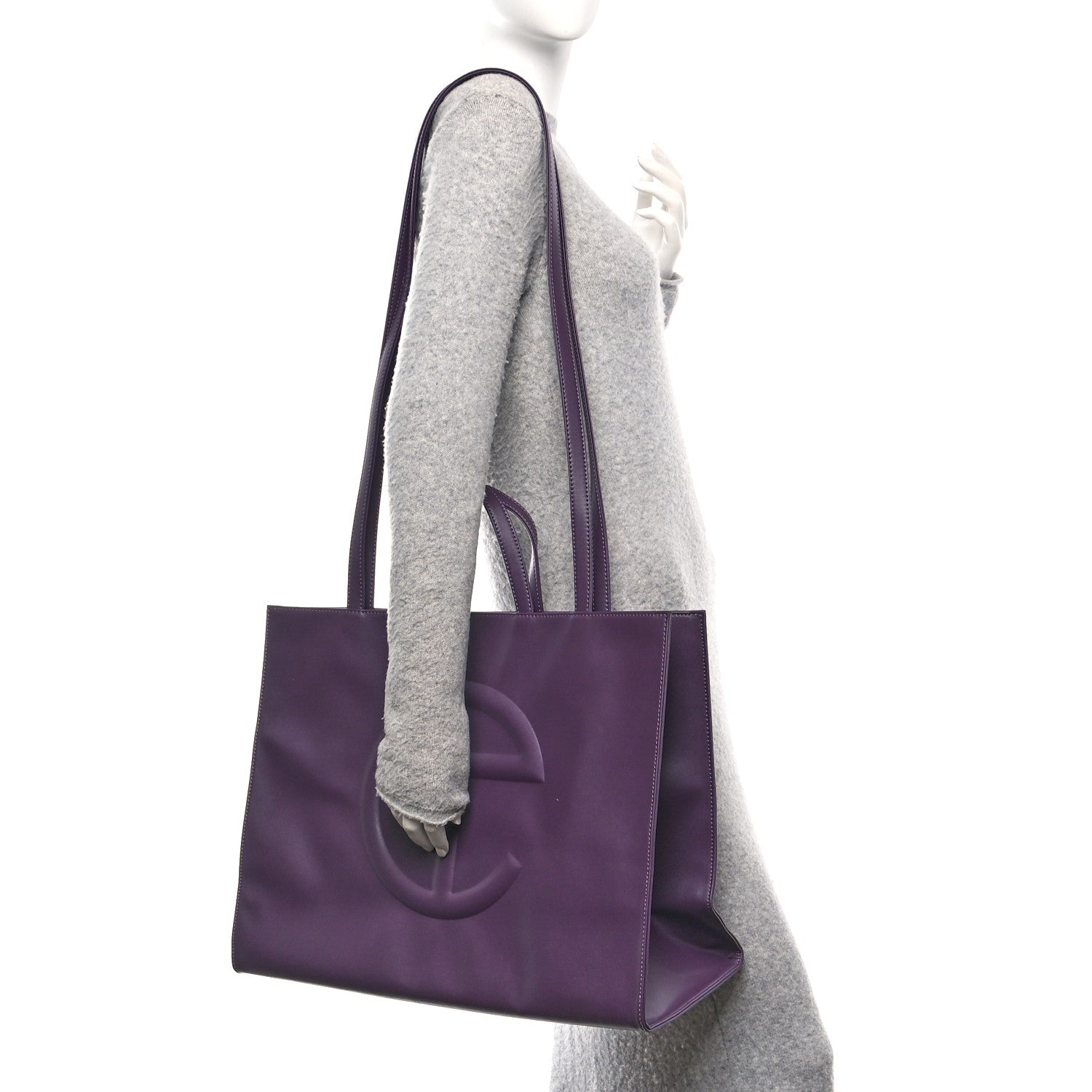 Telfar Vegan Leather Large Shopping Bag Eggplant 2 of 9