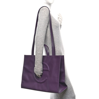 Telfar Vegan Leather Large Shopping Bag Eggplant 2 of 9