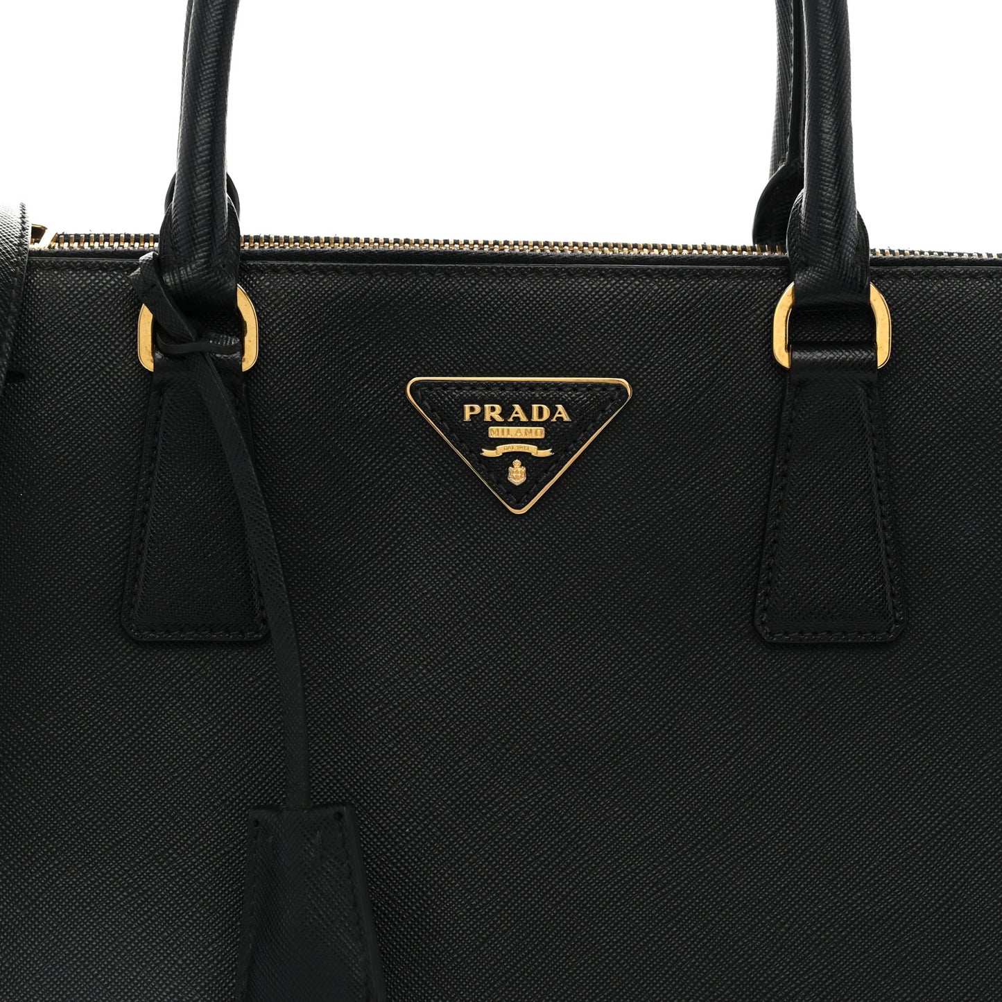 Saffiano Lux Medium Galleria Double Zip Tote Black
