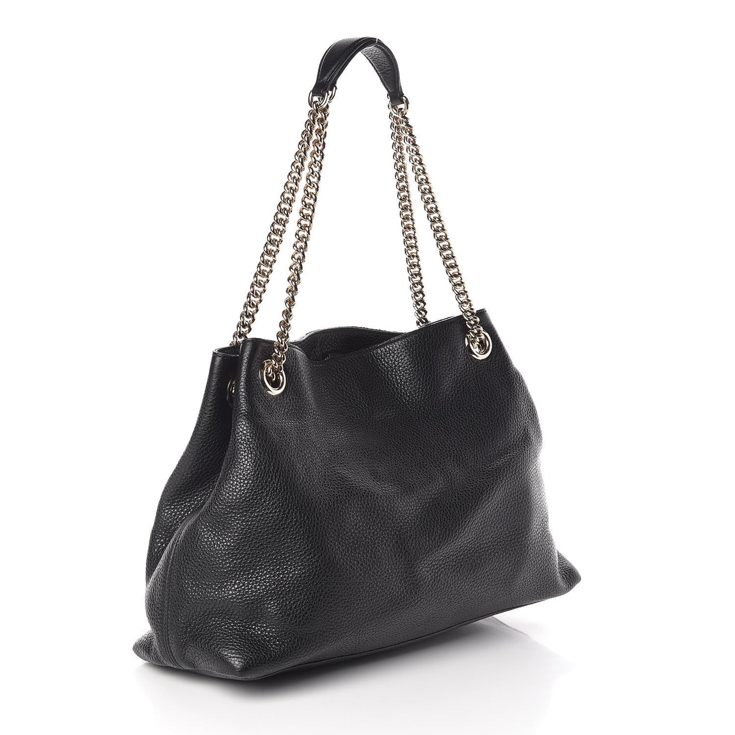 Pebbled Calfskin Medium Soho Chain Shoulder Bag Black