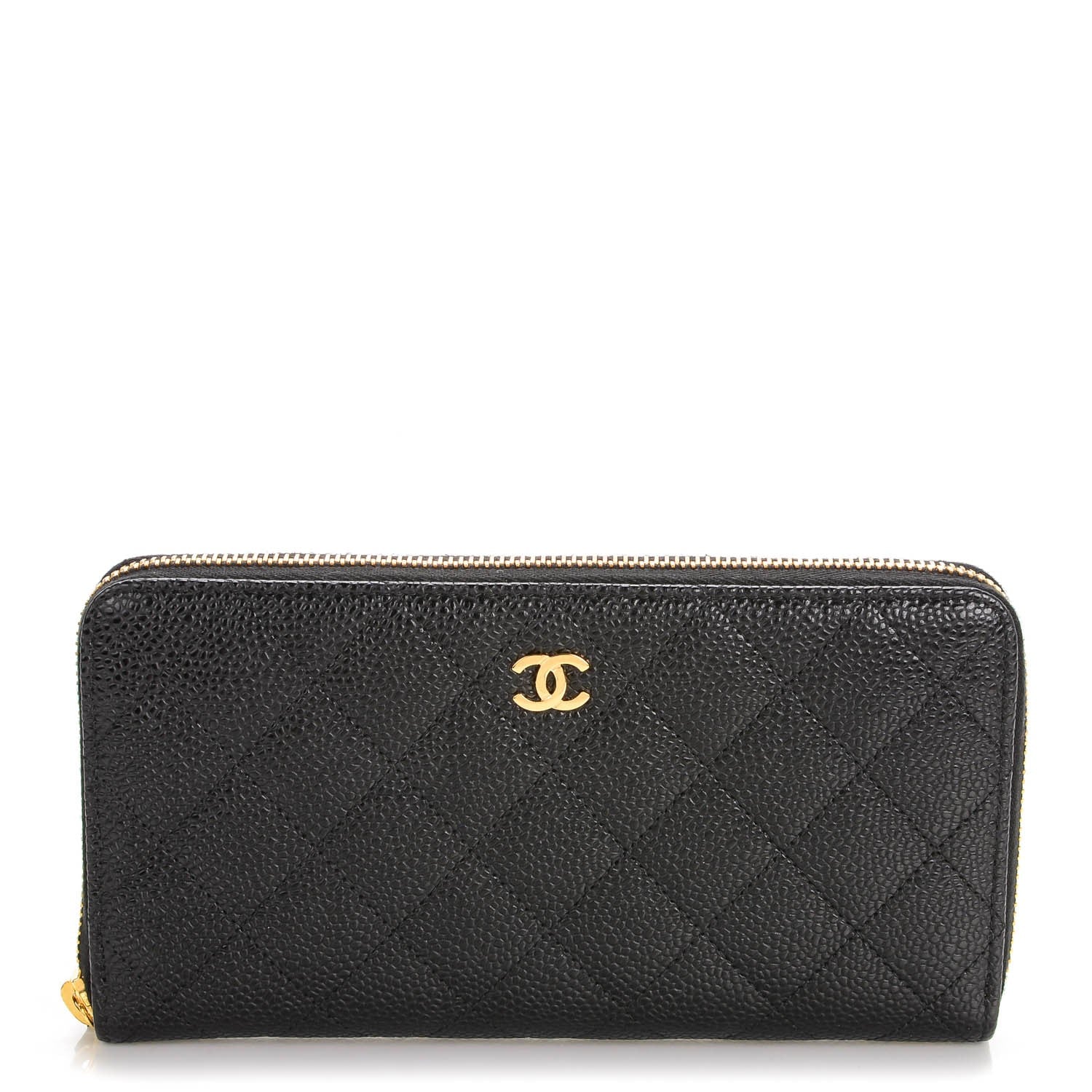 Chanel Caviar Quilted Large Gusset Zip Around Wallet Black 1 of 8
