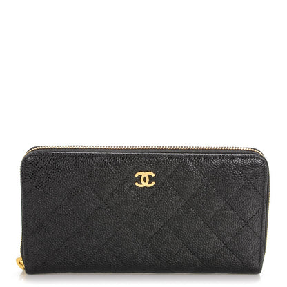 Chanel Caviar Quilted Large Gusset Zip Around Wallet Black 1 of 8