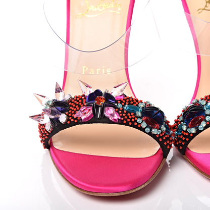 Christian Louboutin Satin PVC Speleola Slide Sandals 38 Poudre Black 10 of 10