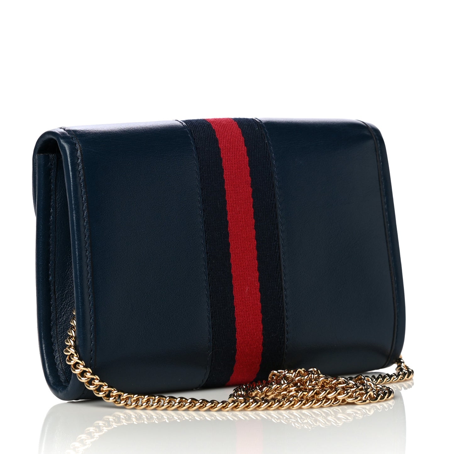 Textured Calfskin Web Mini Rajah Slim Flap Shoulder Bag Blue