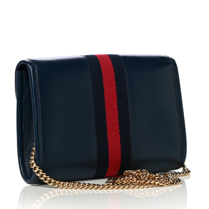Gucci Textured Calfskin Web Mini Rajah Slim Flap Shoulder Bag Blue 2 of 12