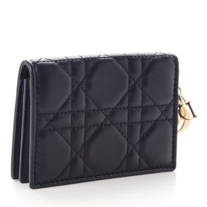 Christian Dior Lambskin Cannage Small Lady Dior Flap Card Holder Indigo 3 of 8