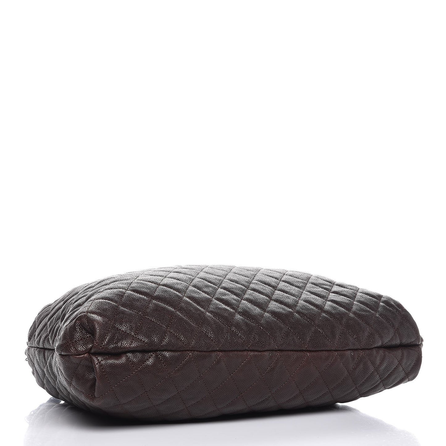 Distressed Glazed Caviar Quilted Large Elastic Tote Brown