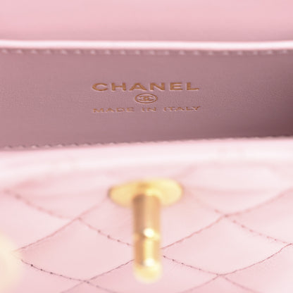 Chanel Shiny Aged Calfskin Quilted Mini Nano Kelly Shopper Light Pink 6 of 17