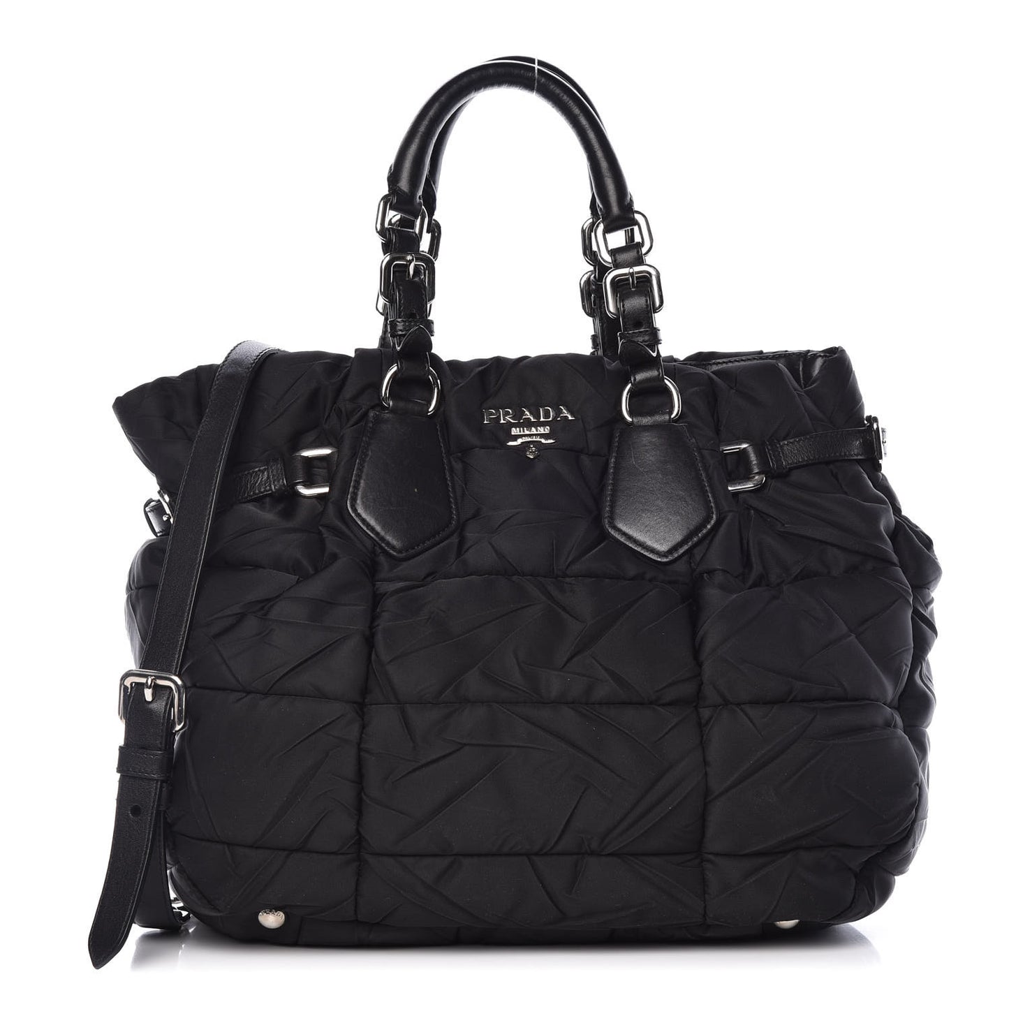 Tessuto Nylon Quilted Tote Nero Black