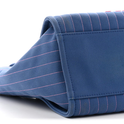 Chanel Canvas Calfskin Striped Medium Deauville Tote Blue 10 of 11