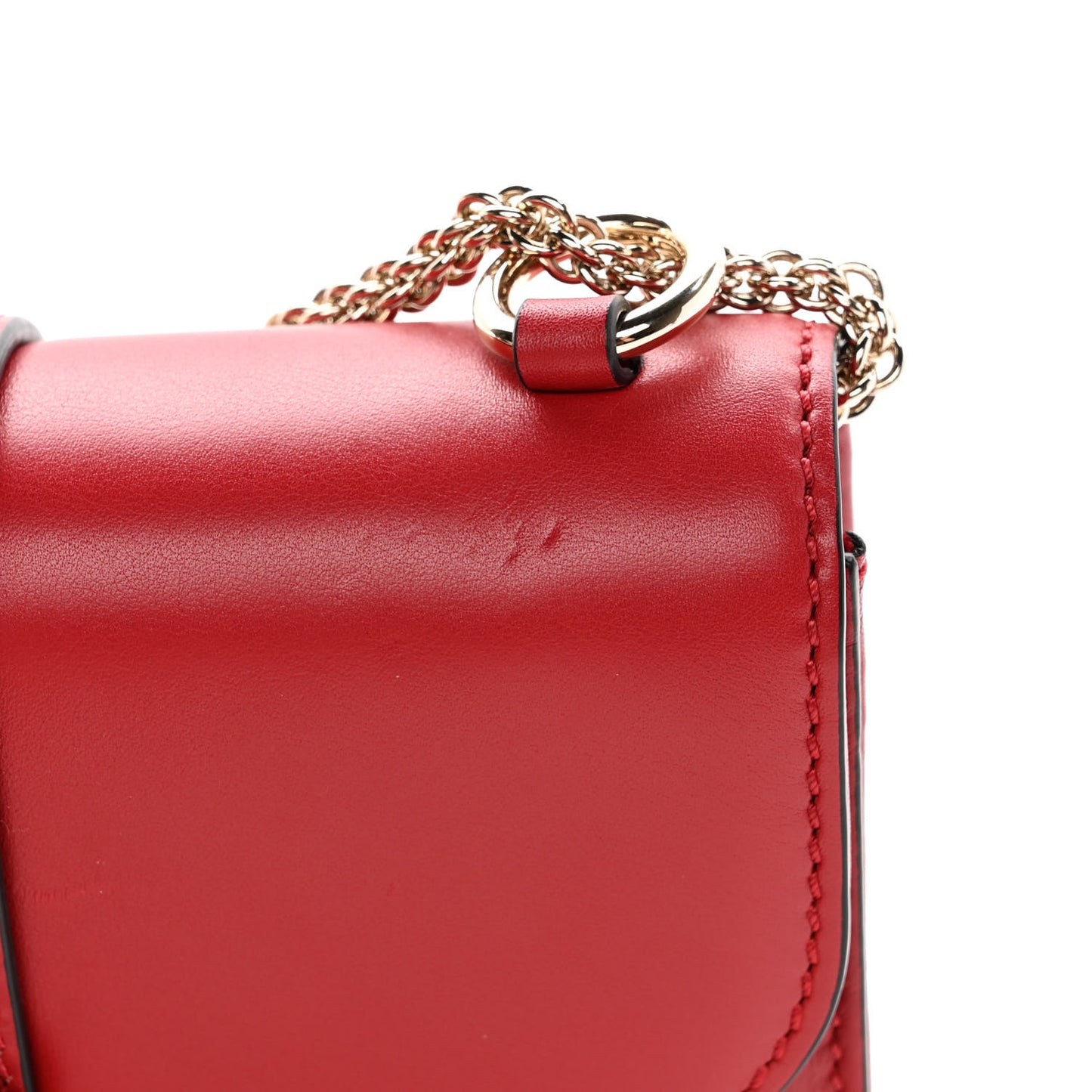 Vitello Small Glam Lock Rockstud Flap Red