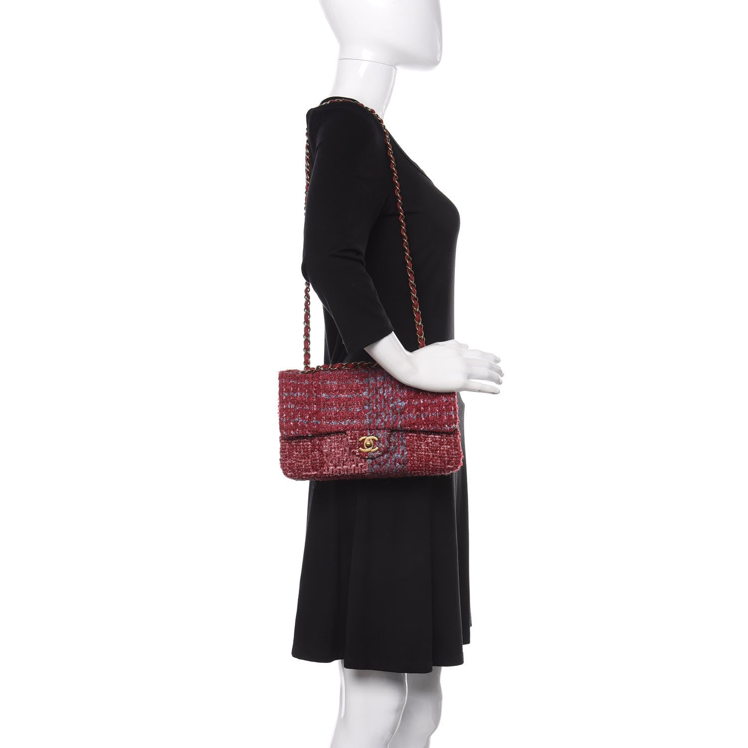 Chanel Tweed Quilted Medium Double Flap Red 2 of 12