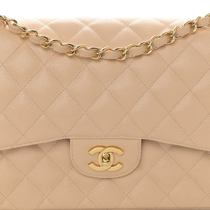 Chanel Caviar Quilted Jumbo Double Flap Beige Clair 8 of 10