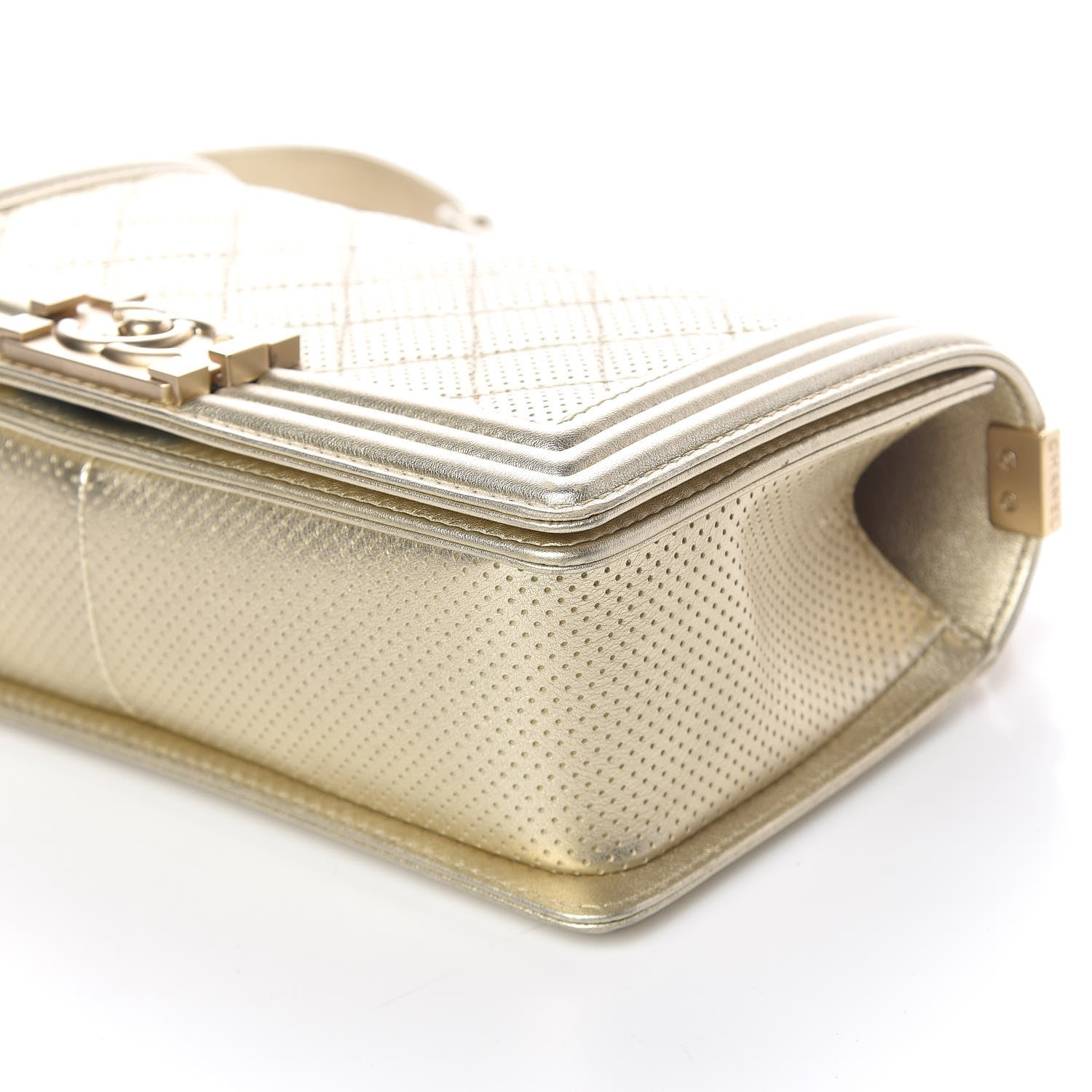 Chanel Lambskin Perforated Quilted Medium Boy Flap Gold 9 of 10