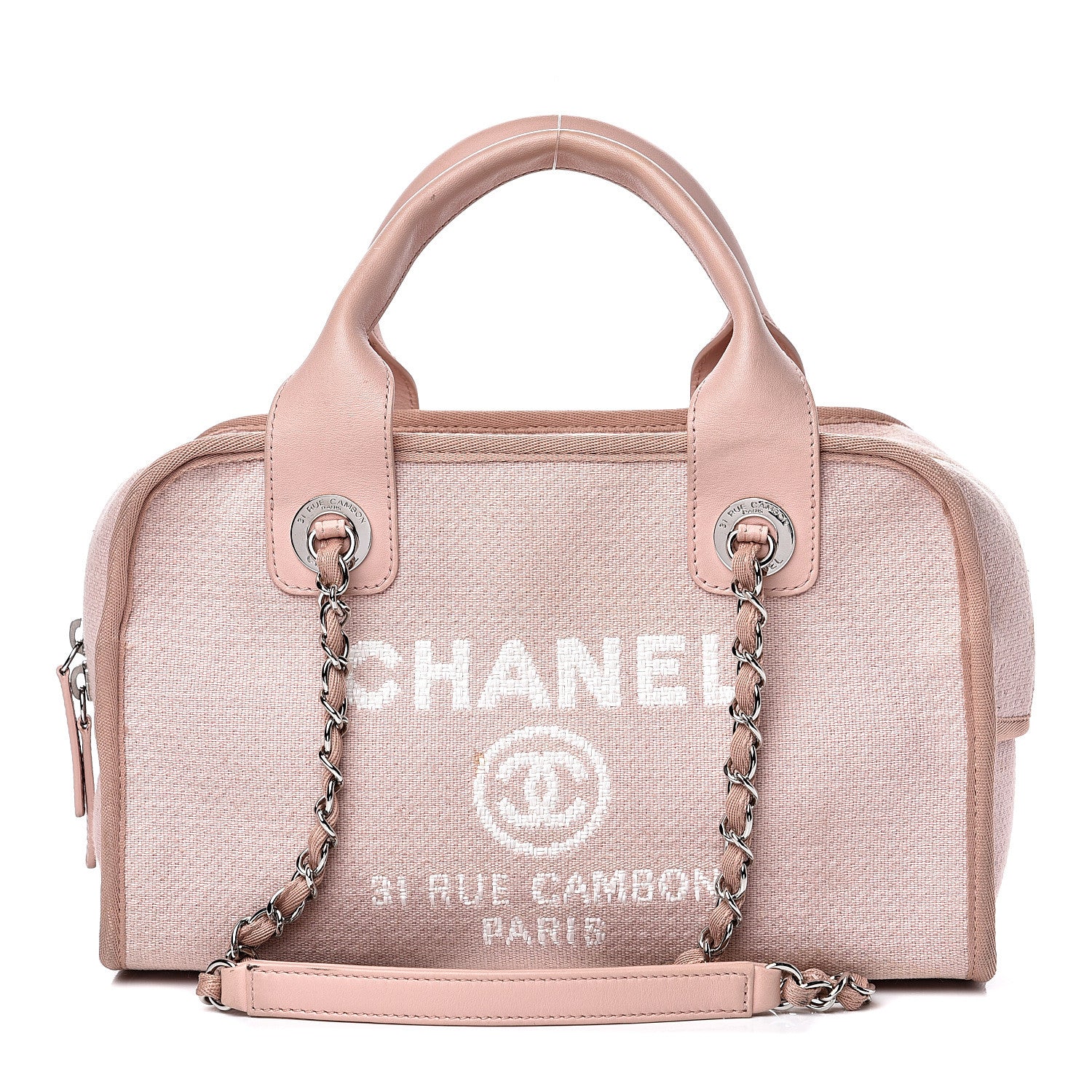Chanel Canvas Deauville Small Bowling Bag Light Pink 1 of 17