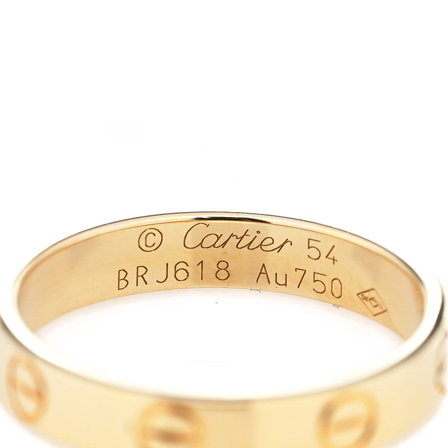 18K Yellow Gold 3.5mm LOVE Wedding Band Ring 54 6.75