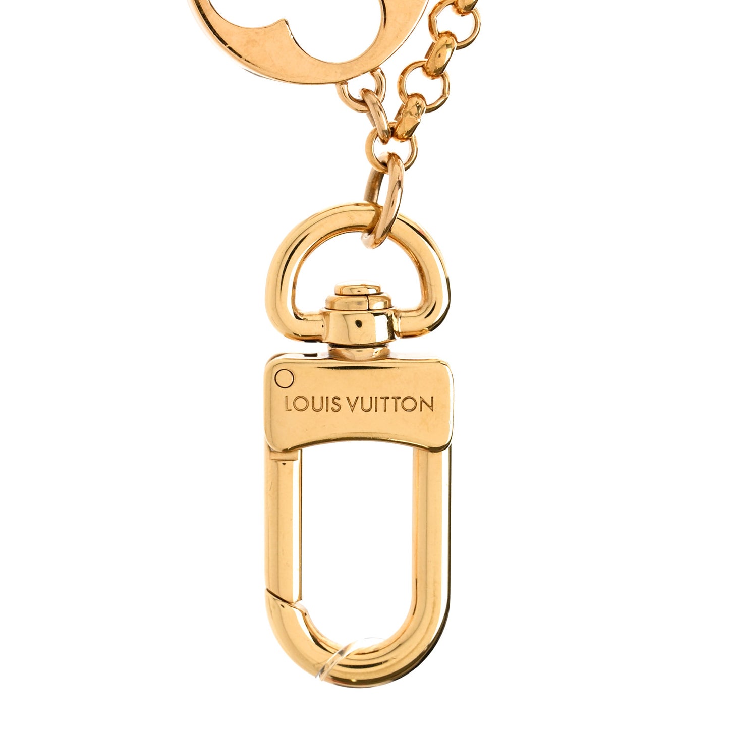 Brass Enamel Fleur De Monogram Bag Charm Chain Gold