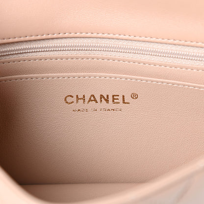 Chanel Lambskin Quilted Mini Top Handle Rectangular Flap Beige 6 of 11