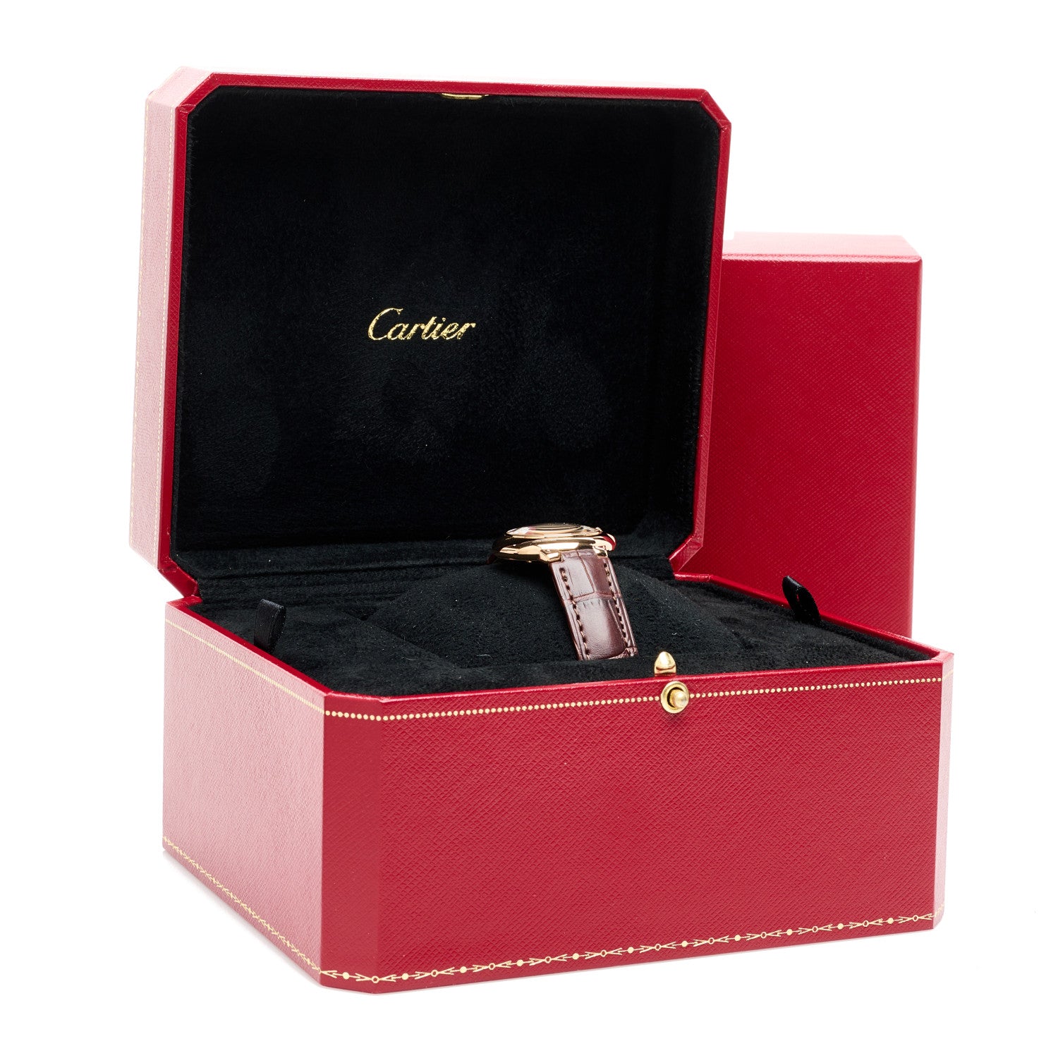 Cartier 18K Pink Gold Alligator Diamond 28mm Ballon Bleu De Cartier Quartz Watch Brown 5 of 5