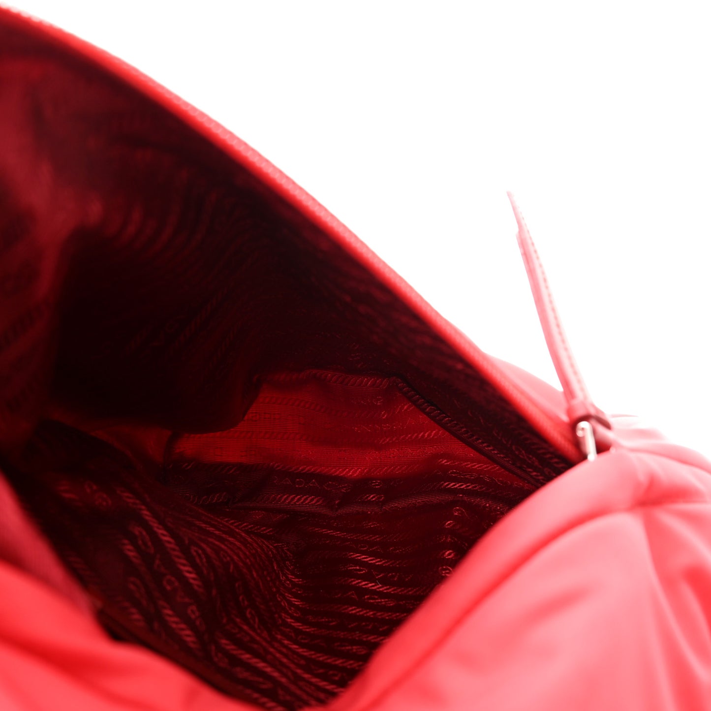 Re-Nylon Vitello Metal Triangle Logo Sling Backpack Rosso