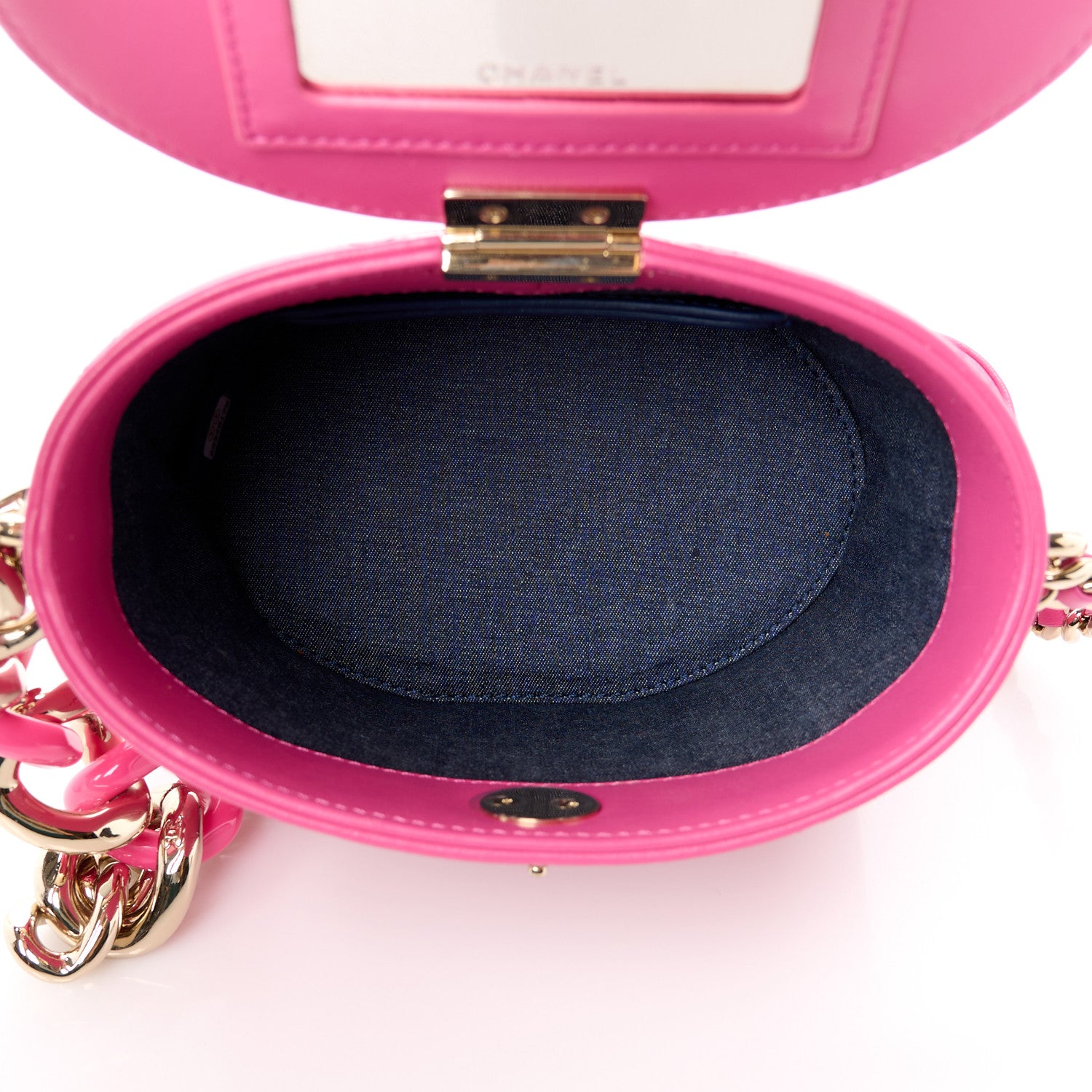Chanel Lambskin Resin Elegant Chain Vanity Case Dark Pink 5 of 16