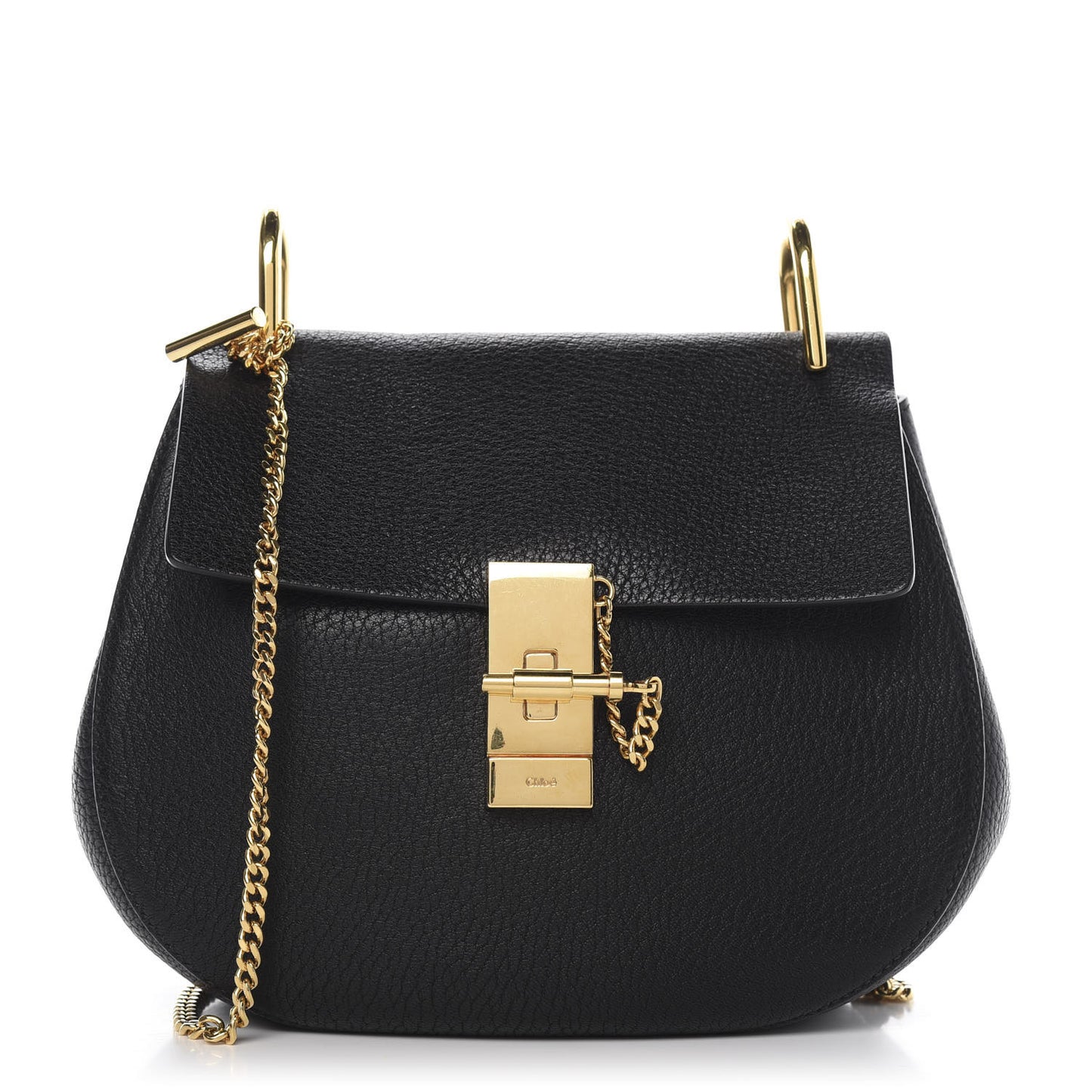 Grained Lambskin Drew Shoulder Bag Black