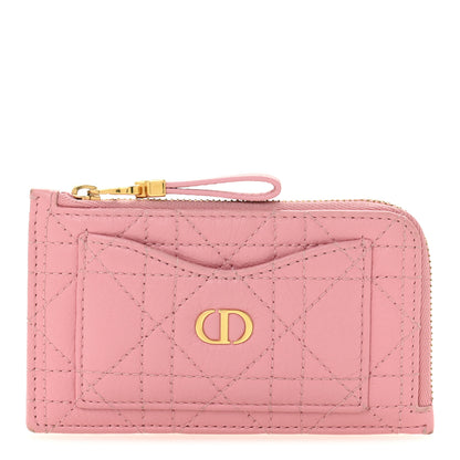 Christian Dior Supple Calfskin Cannage Caro Cosmos Zipped Card Holder Pink 1 of 10