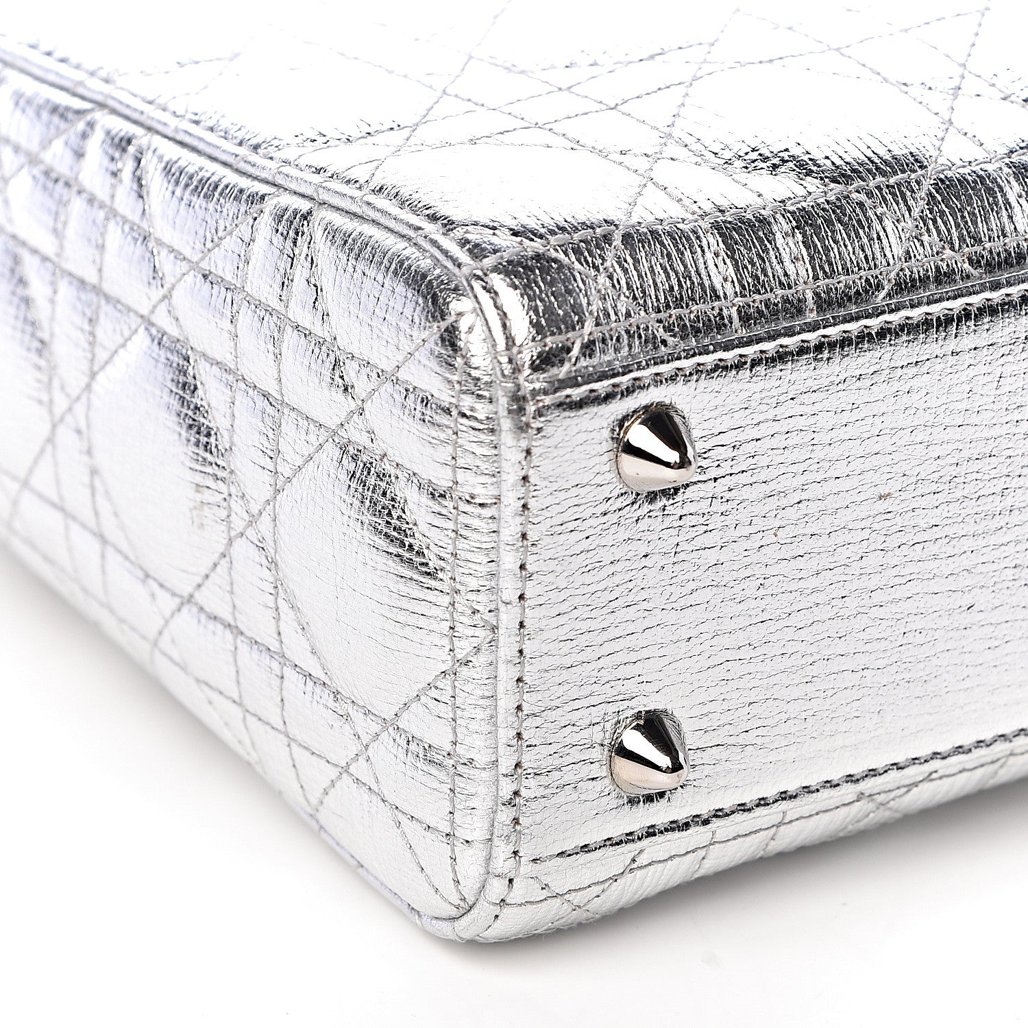 Christian Dior Metallic Grained Calfskin Cannage Small Lucky Badges My Lady Dior Silver 8 of 10