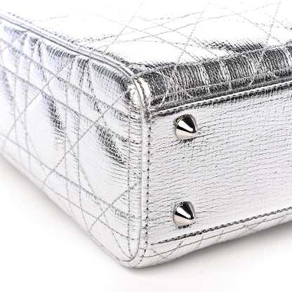 Christian Dior Metallic Grained Calfskin Cannage Small Lucky Badges My Lady Dior Silver 8 of 10