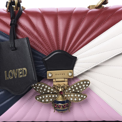 Gucci Calfskin Bamboo Trapuntata Queen Margaret Top Handle Bag Blue Agata Hibiscus Red Mystic White Sugar Pink 10 of 11