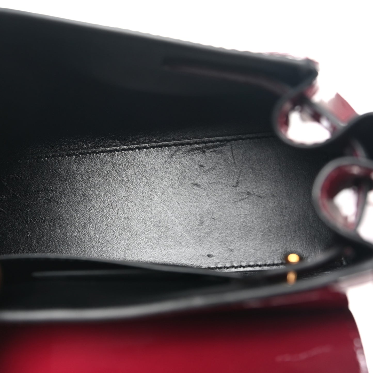 Patent Calfskin Small La Medusa Top Handle Bag Claret