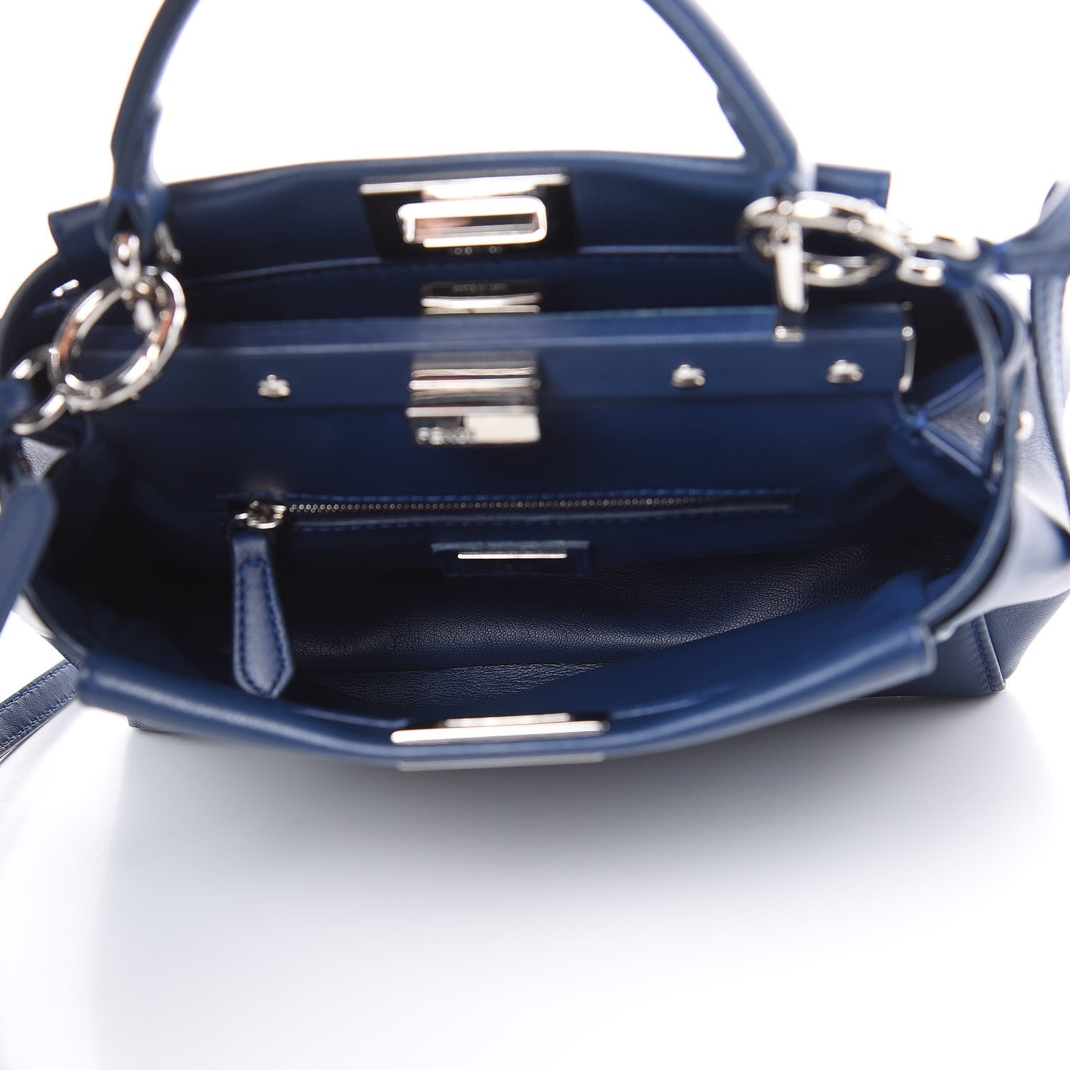Fendi Nappa Mini Peekaboo Iconic Satchel True Blue 5 of 12