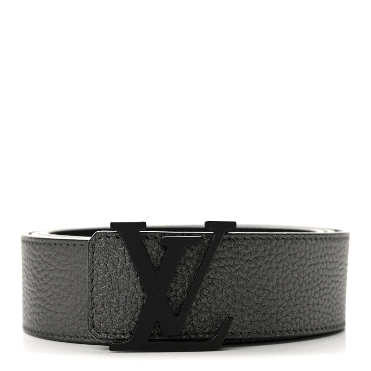 Taurillon Calfskin 40mm LV Initiales Reversible Belt   100 40 Black Dark Silver