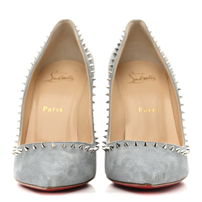 Christian Louboutin Veau Velours Anjalina 100 Pumps 38.5 Silver Green 3 of 9