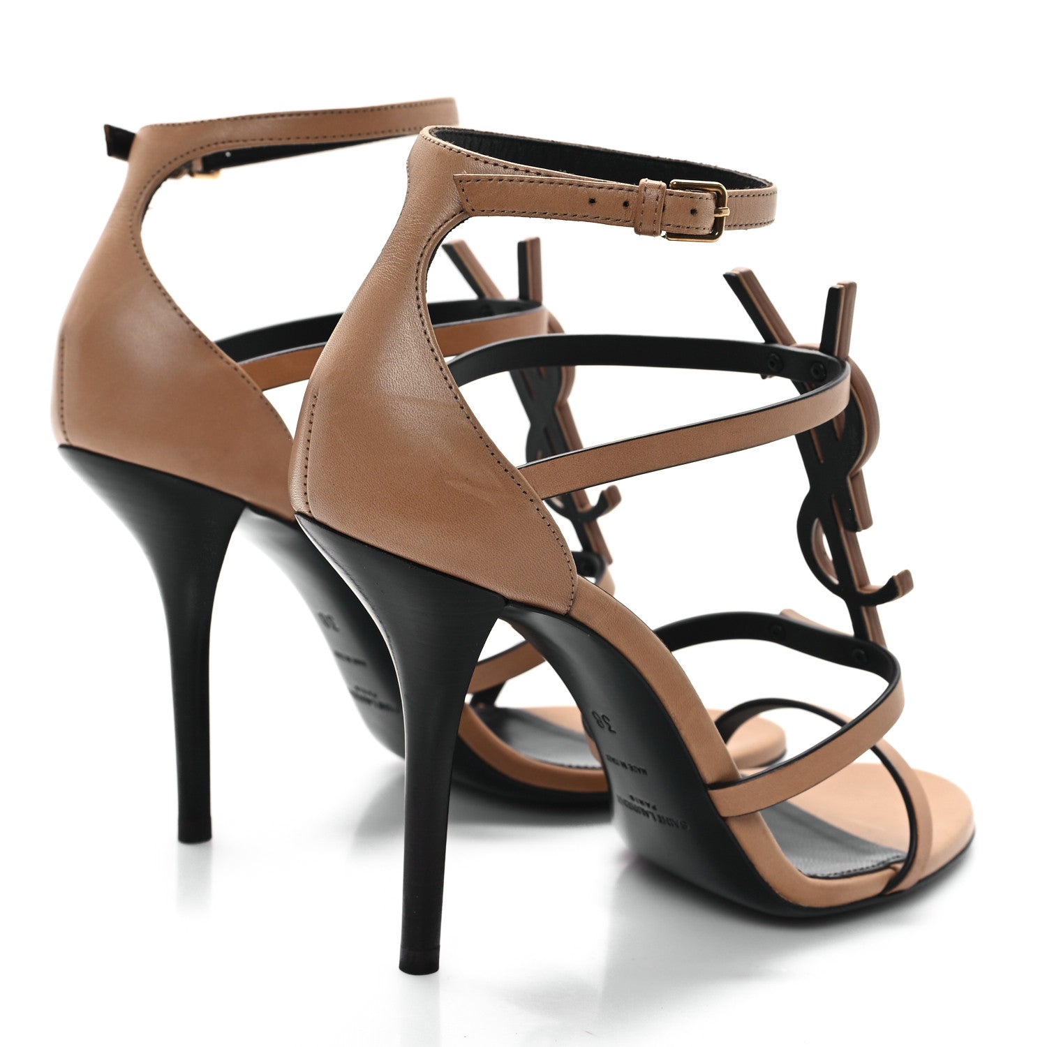 Saint Laurent Calfskin Cassandra 100 Sandals 38 Gold Brown 5 of 10