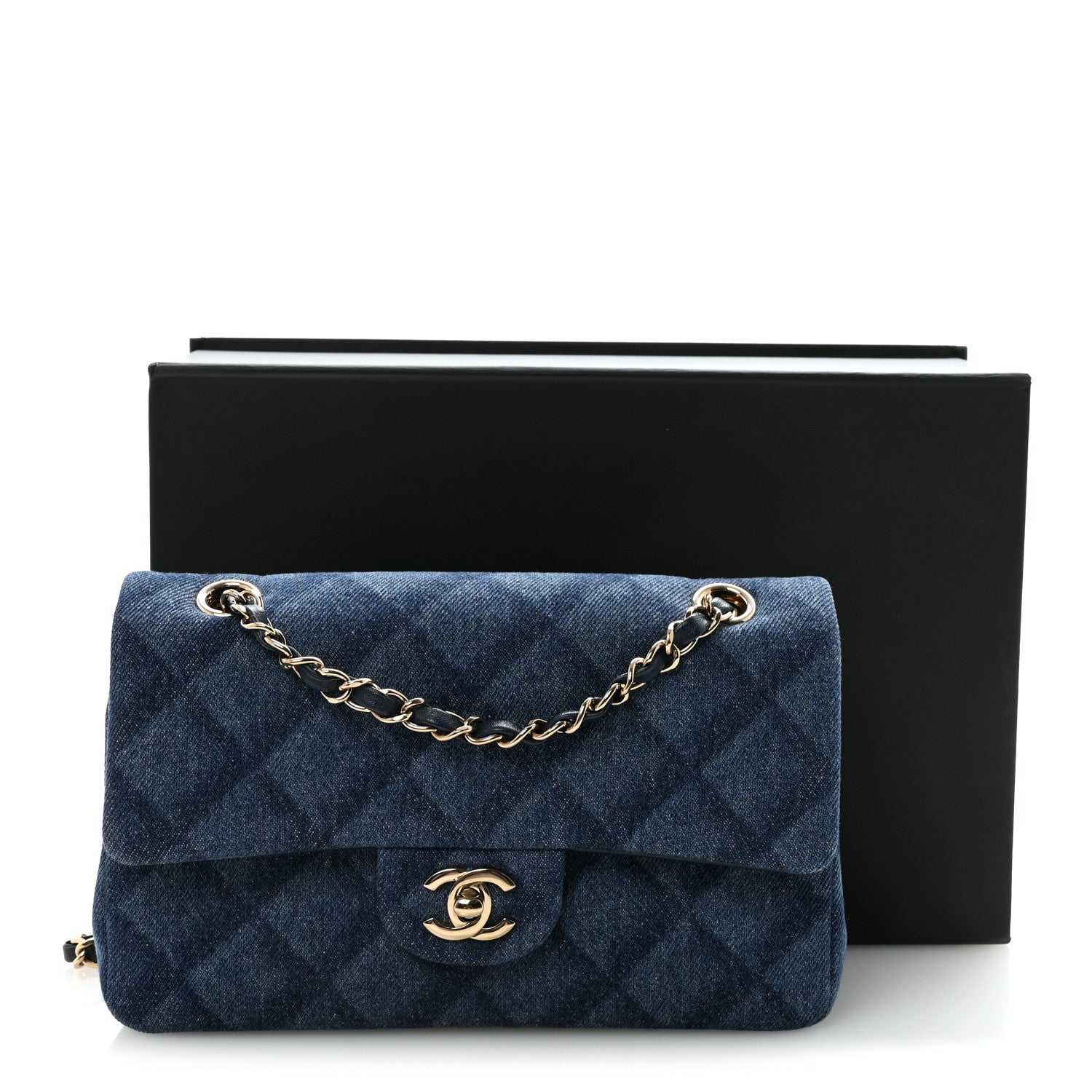 Chanel Printed Denim Quilted Small Double Flap Blue 1878364