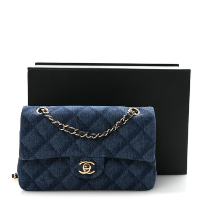 Chanel Printed Denim Quilted Small Double Flap Blue 11 of 11
