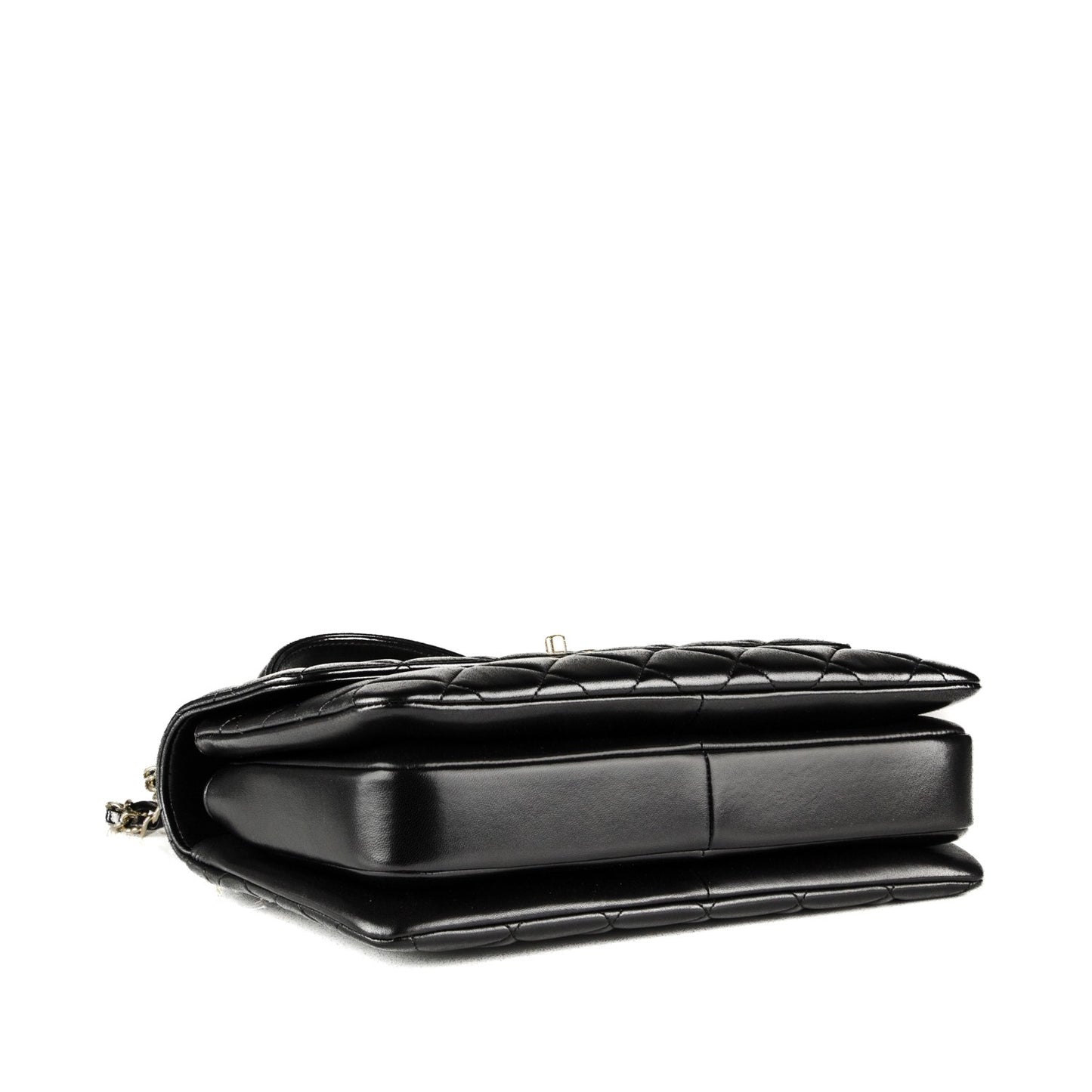 Lambskin Quilted Medium Trendy CC Flap Dual Handle Bag Black